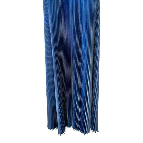 L’IDEE Chateau Pleated Halter Midi Dress Mediterranean Blue Sz 6 US - Picture 6 of 9